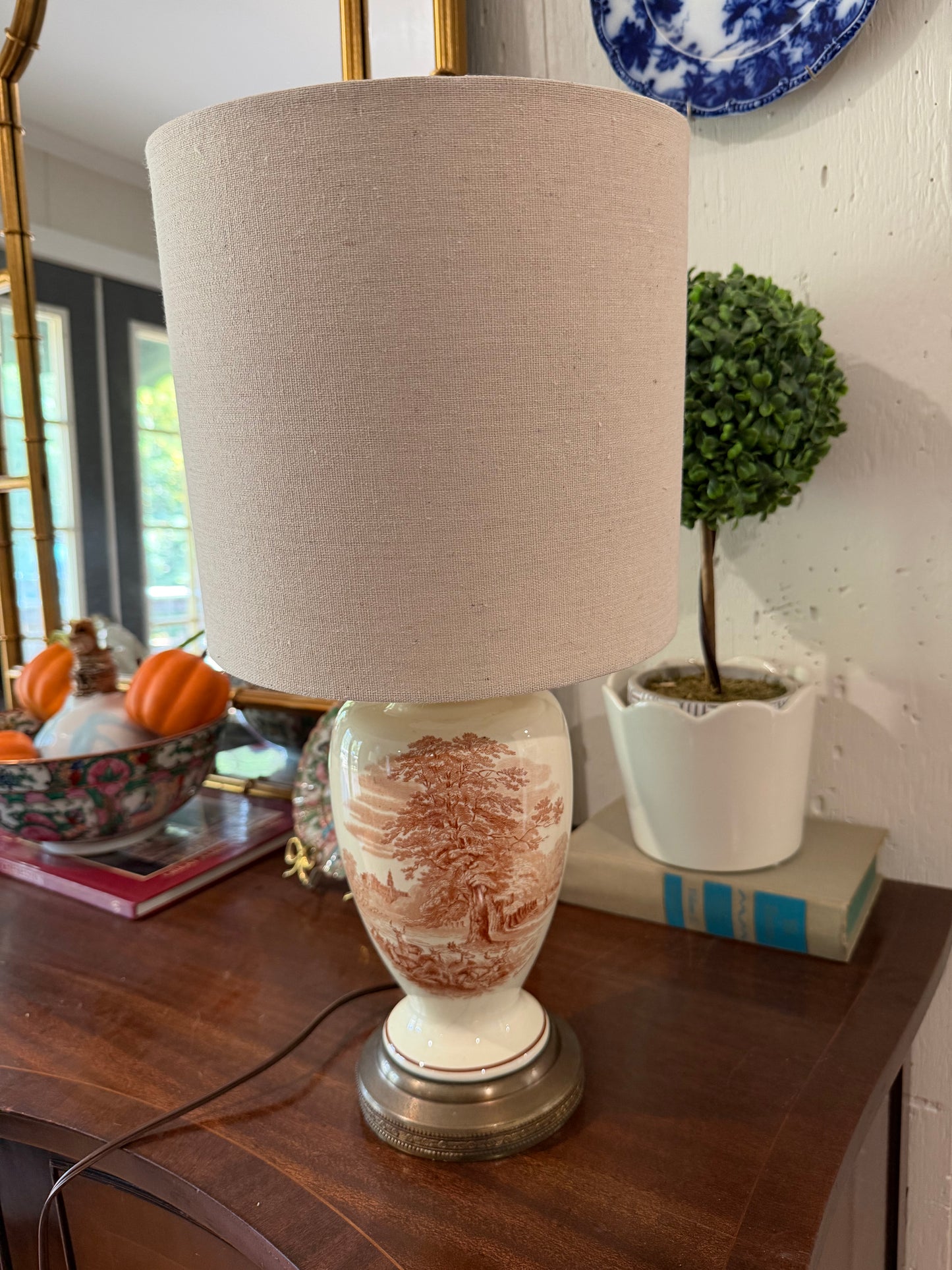 Brown Transfer-ware Lamp
