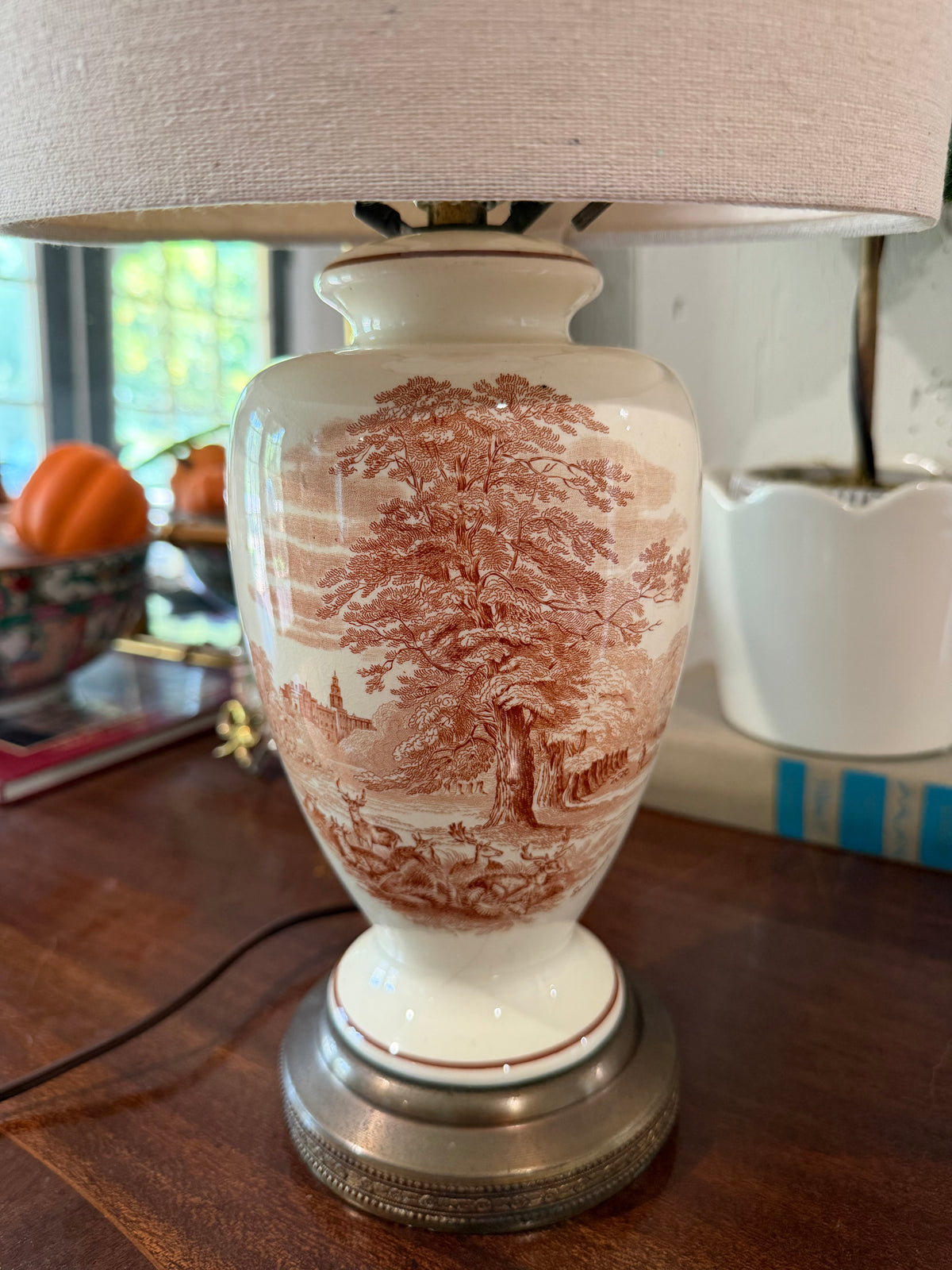 Brown Transfer-ware Lamp