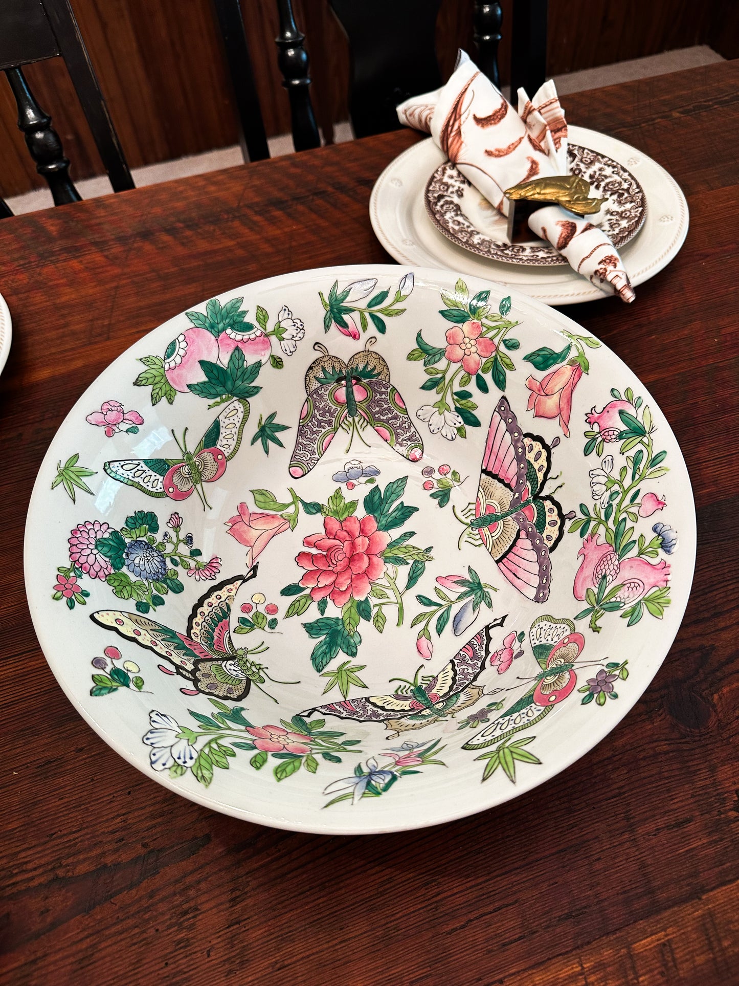 Large Famille Butterfly Bowl