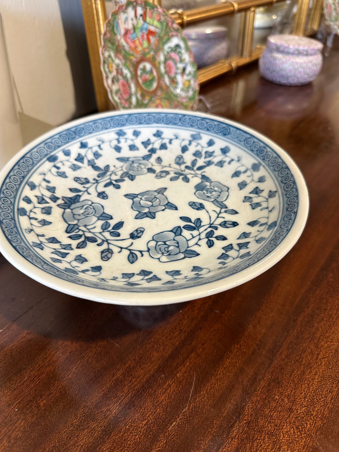 Blue & White Pedestal Dish
