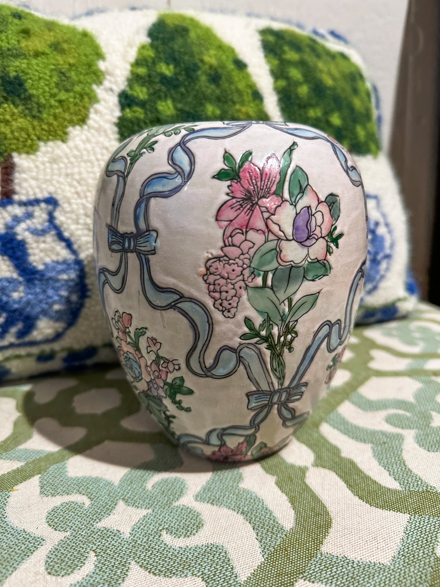 Pastel Floral & Bow Vase