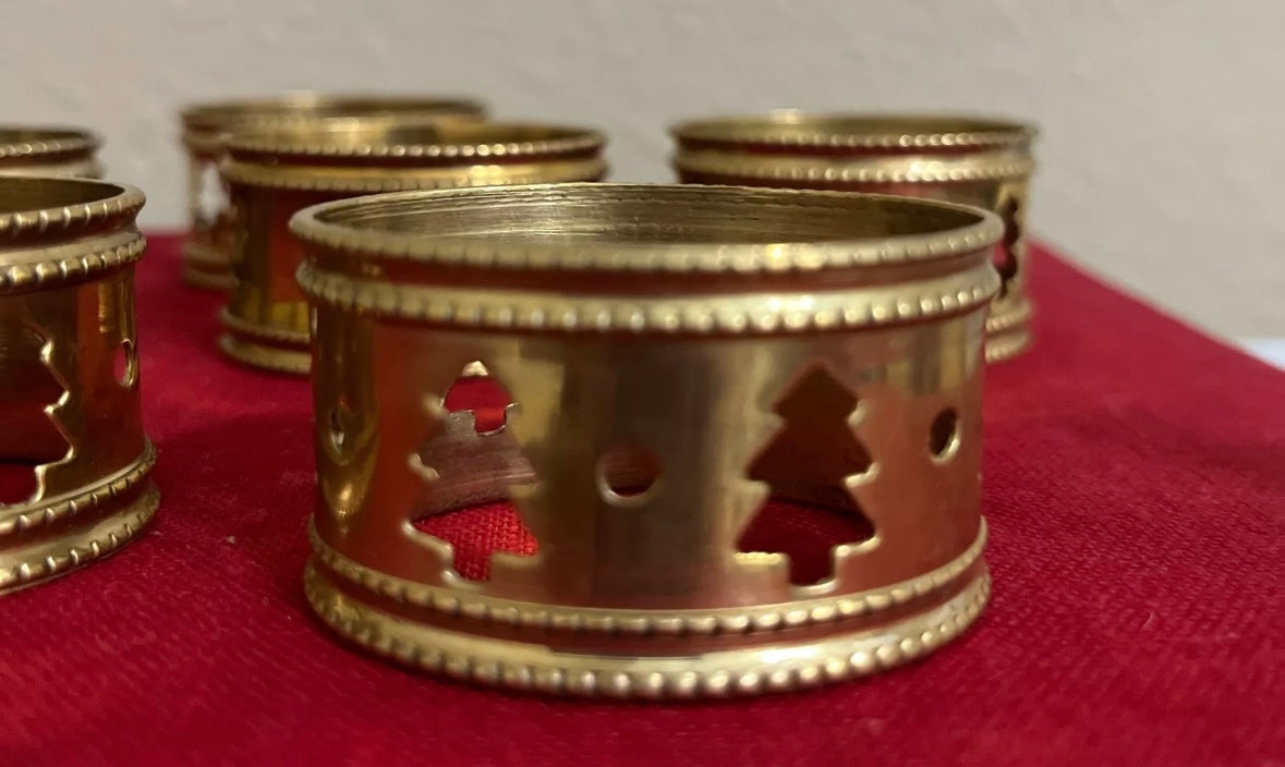 Brass Christmas Tree Napkin Rings