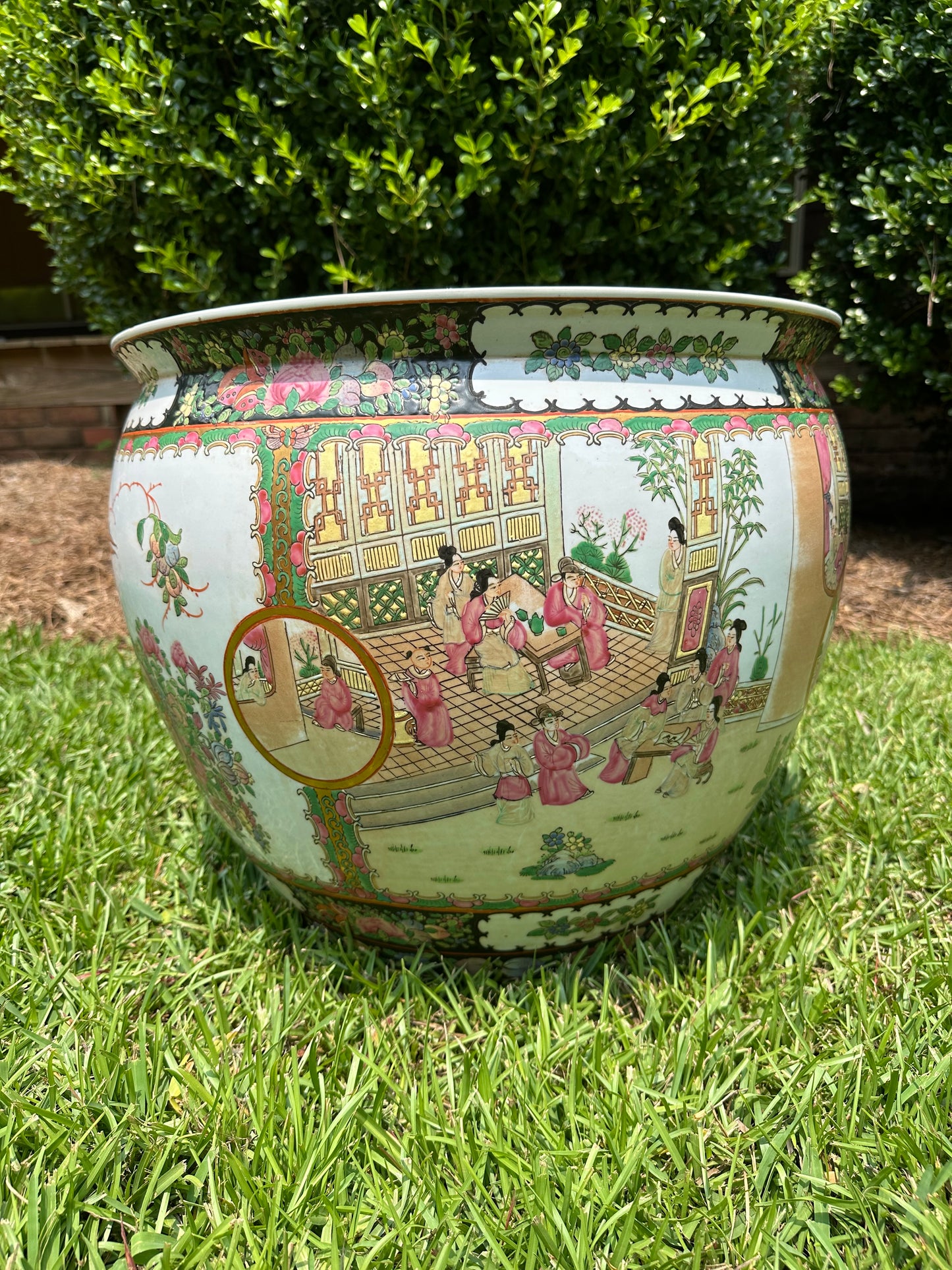 Giant Rose Medallion Fish Bowl Planter