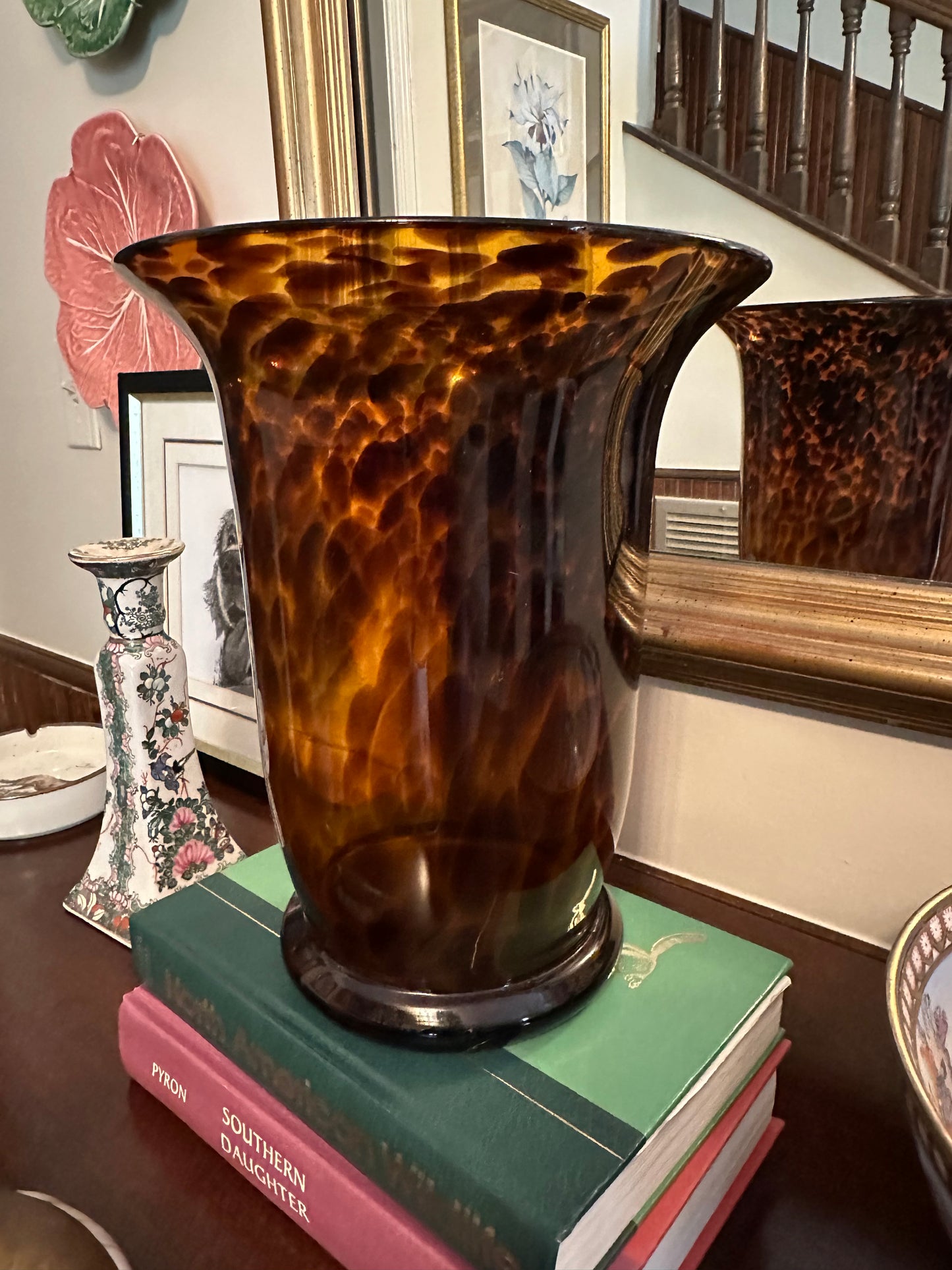 Tortoise Glass Hurricane Vase