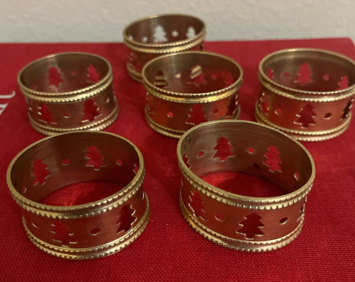 Brass Christmas Tree Napkin Rings