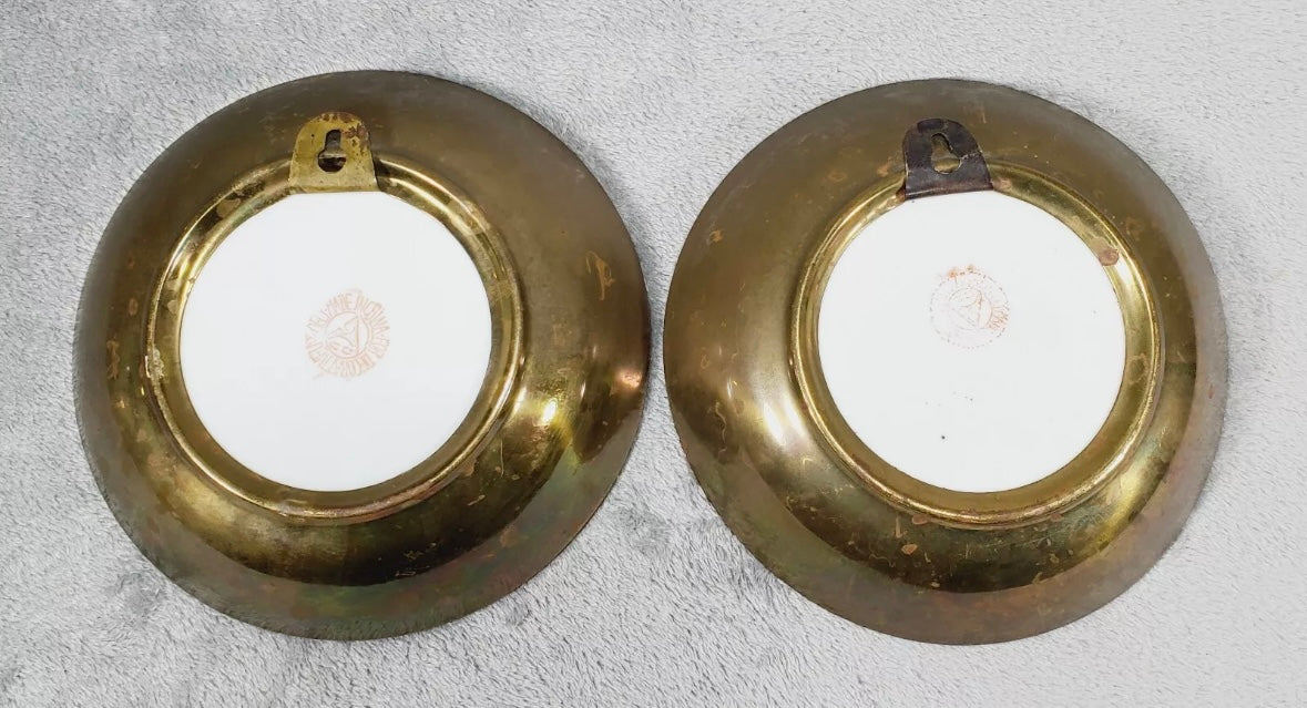 Brass-Encased Tobacco Leaf Shallow Bowl