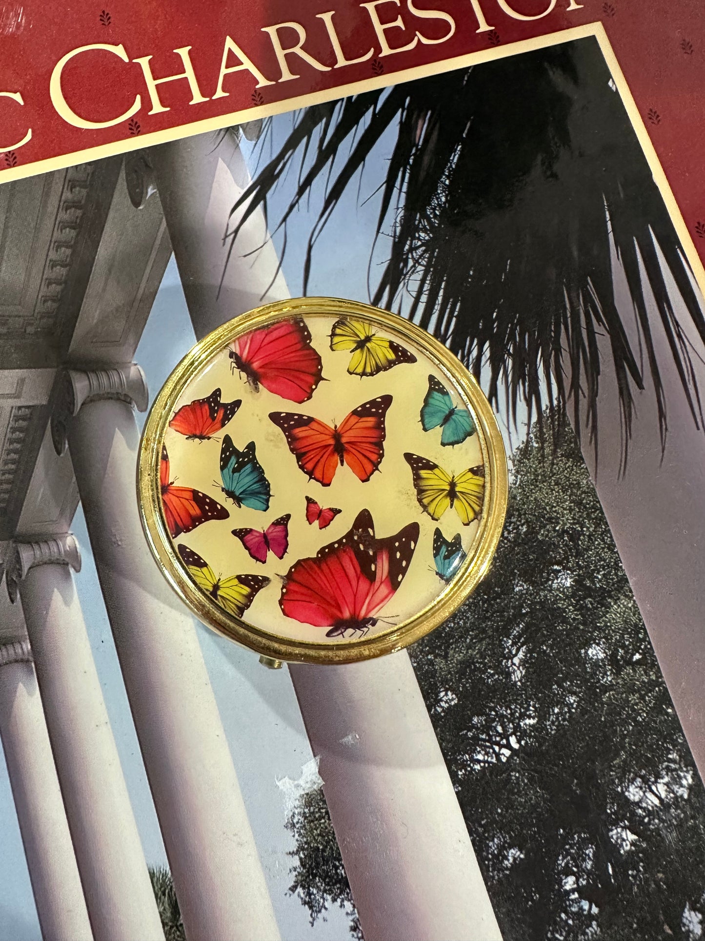 Vintage Butterfly Pill Box