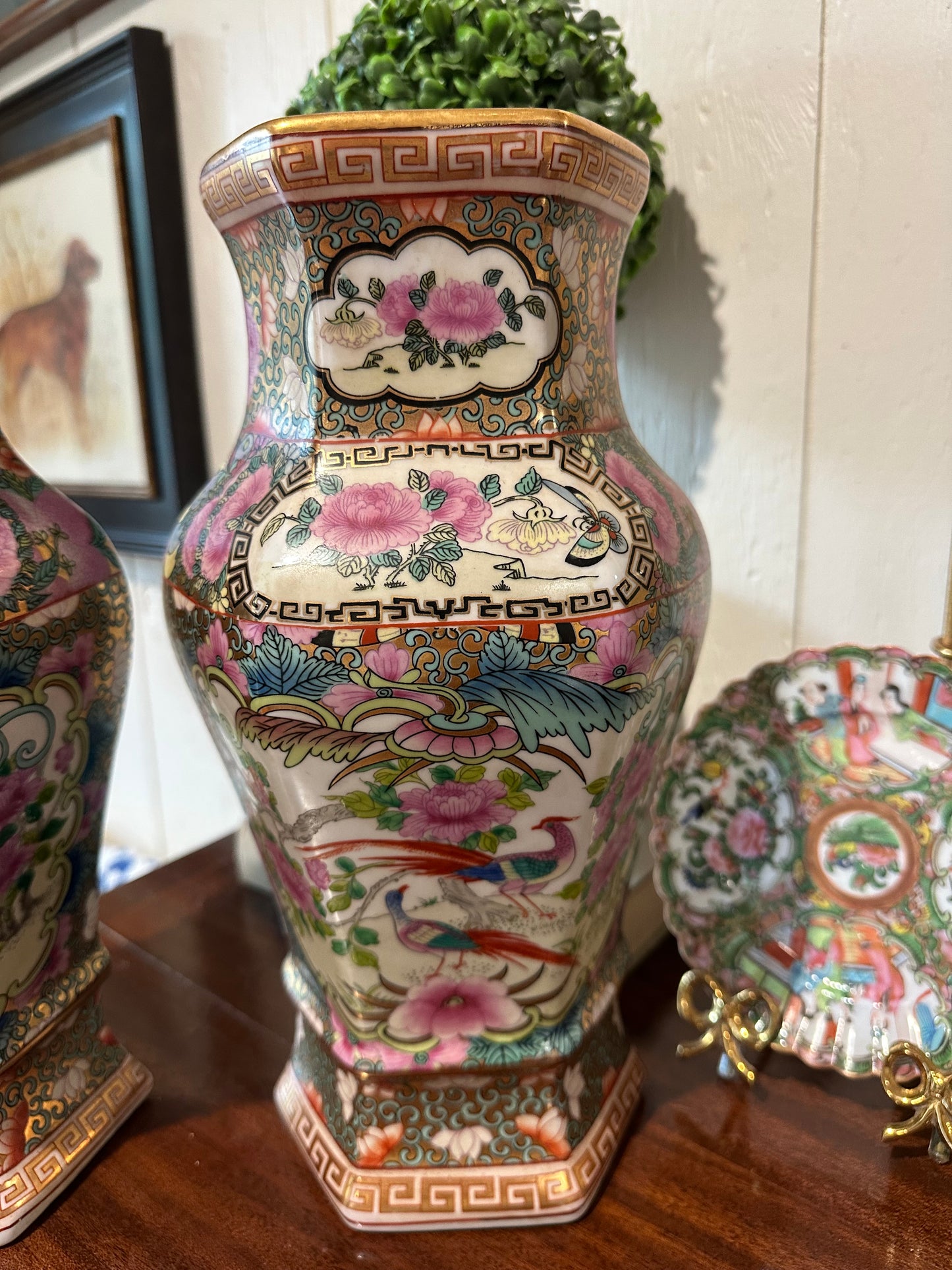 Pair of Famille Rose Pocket Vases