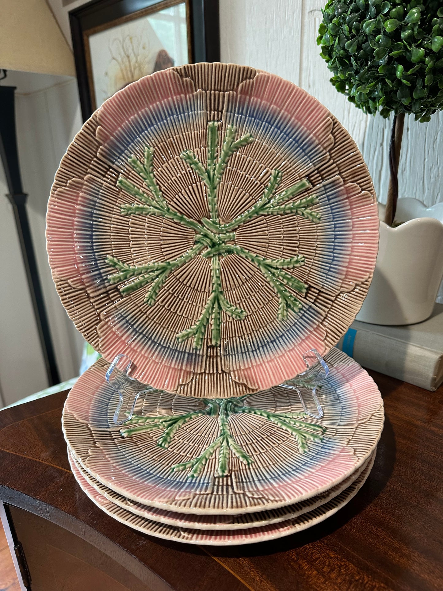 Bordallo Pinheiro Majolica Etruscan Shell & Seaweed Plates