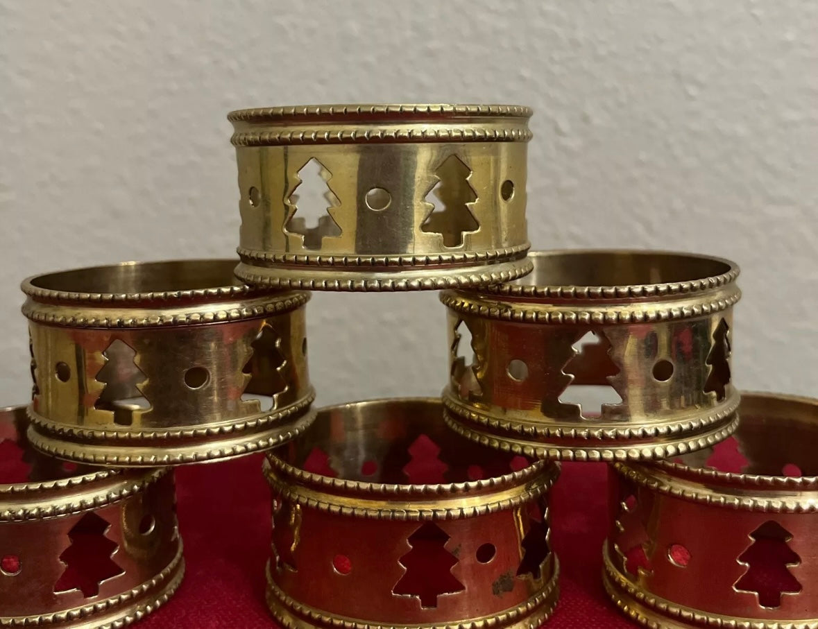 Brass Christmas Tree Napkin Rings