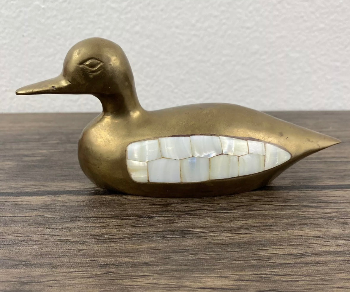 Brass & Mother of Pearl Duck