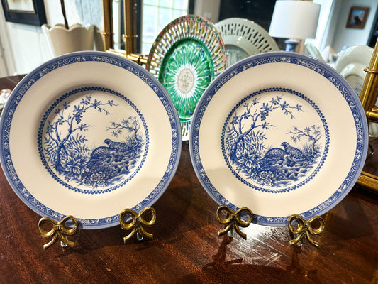 Small Blue & White Quail Plate