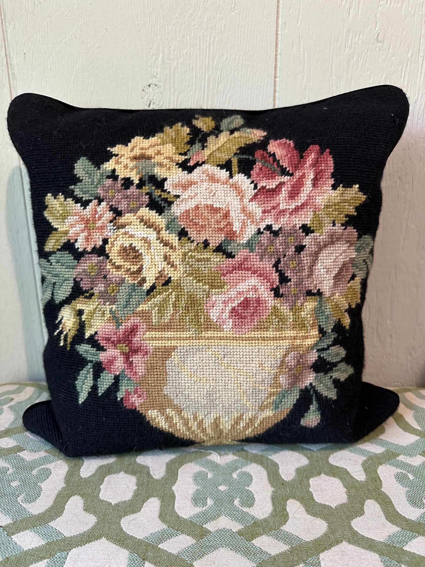 Needlepoint Floral Pillow