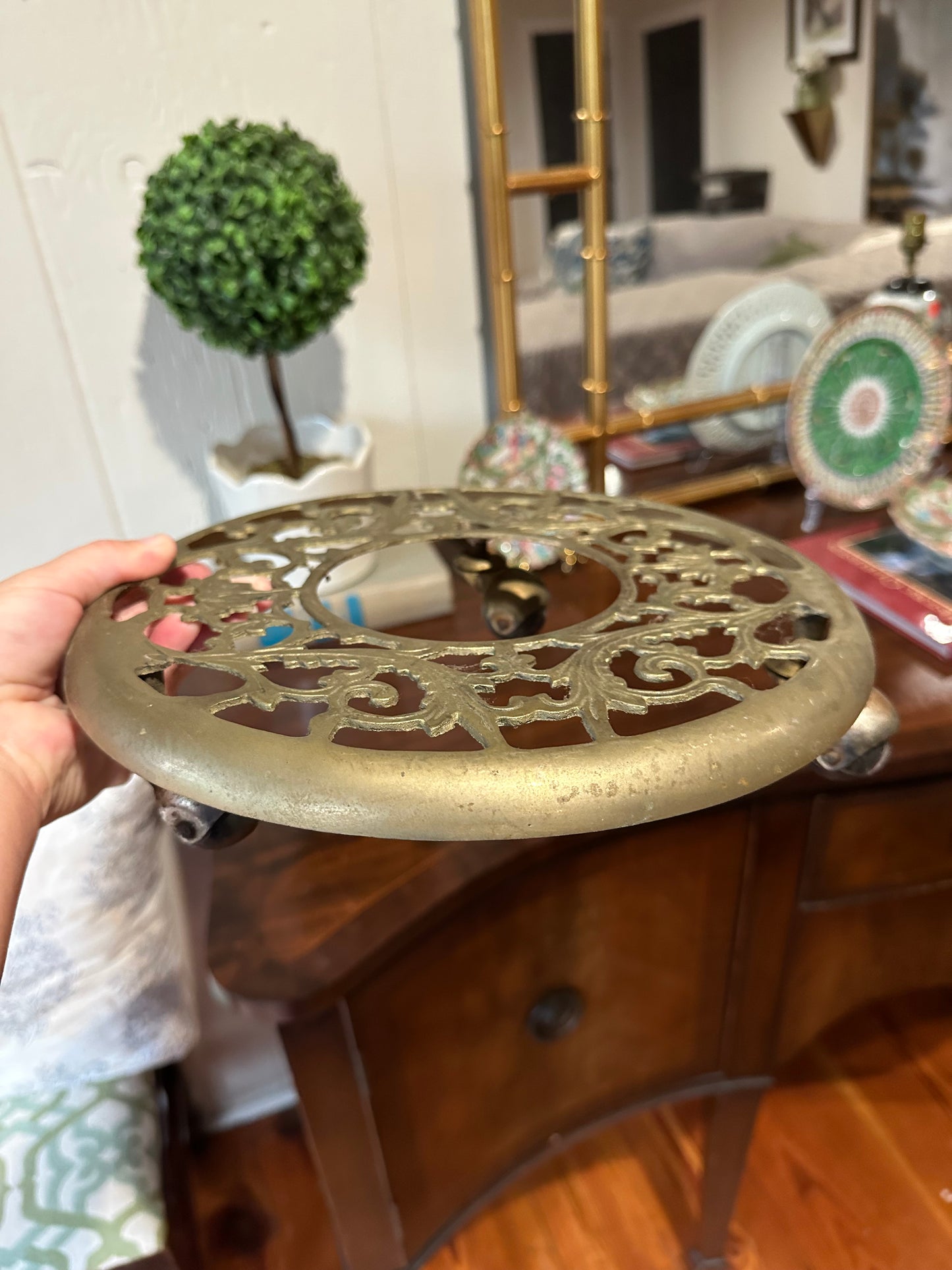 Rolling Metal Plant Stand