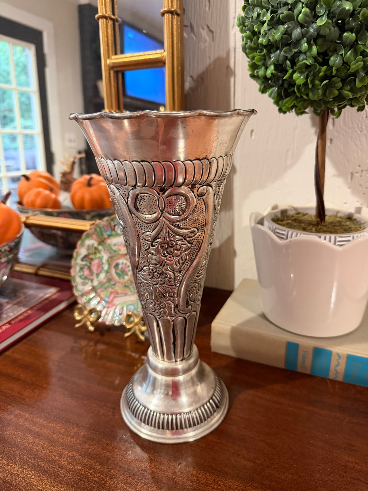 Silver-Plated Trumpet Vase