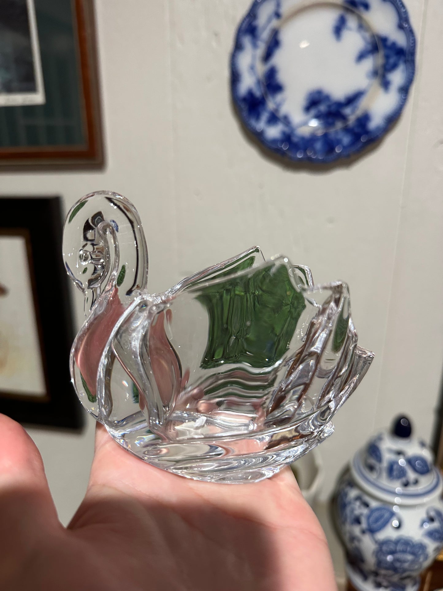 Crystal Swan Tea Light/Match Holder