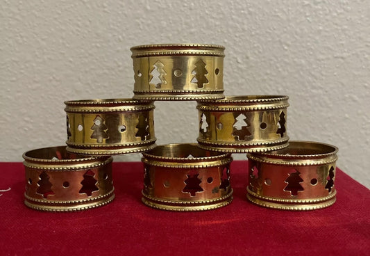 Brass Christmas Tree Napkin Rings