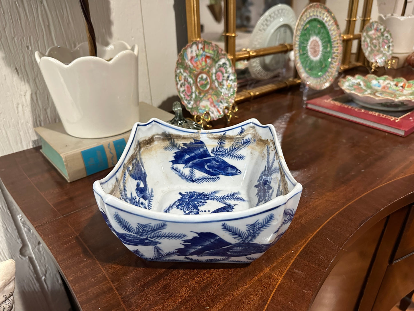 Blue & White Lotus-Shaped Bowl