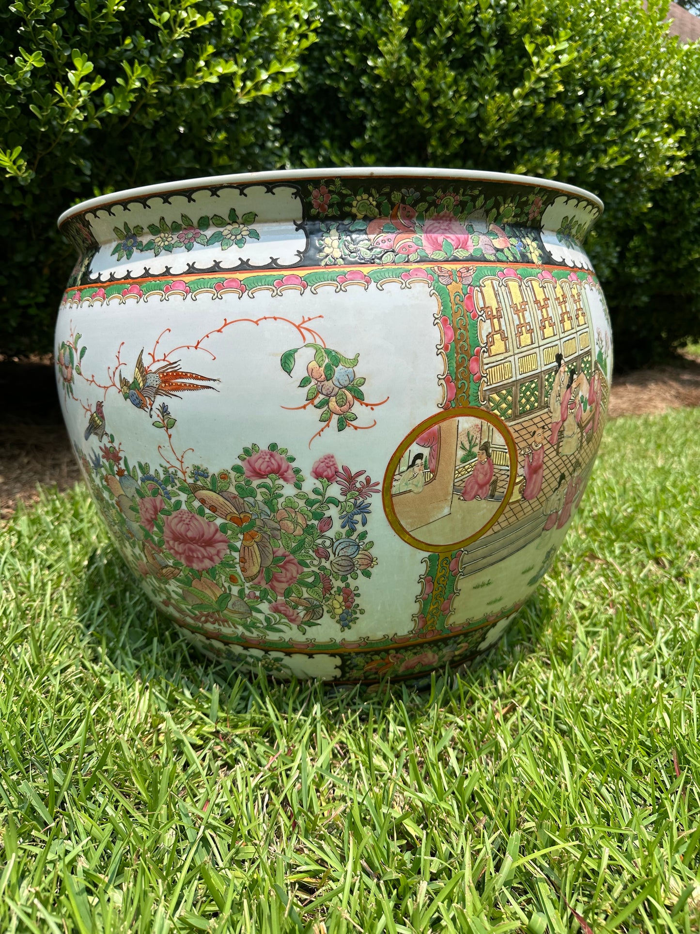Giant Rose Medallion Fish Bowl Planter