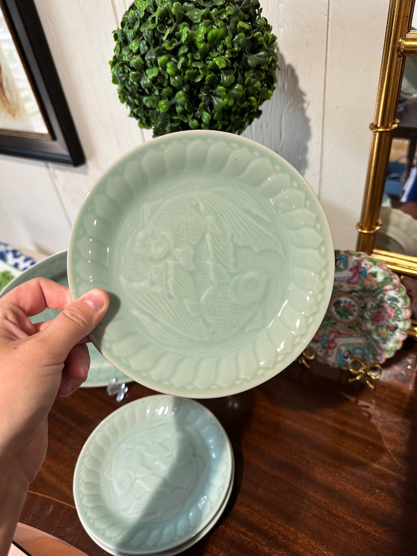 Celadon Goldfish Dish Set