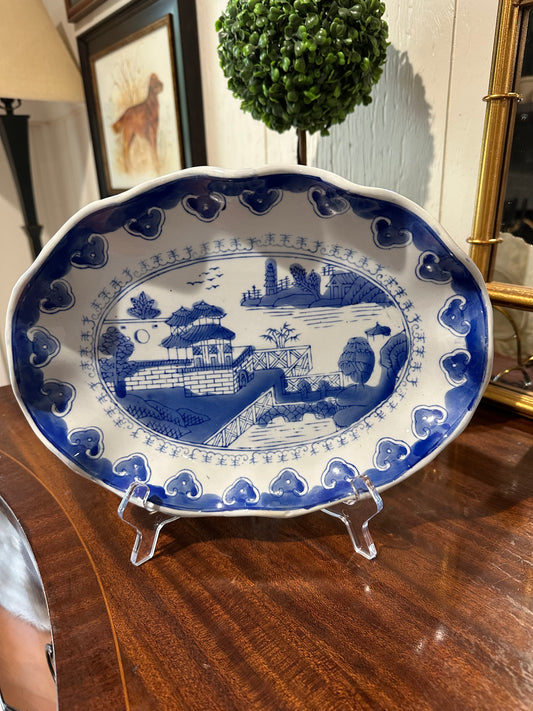 Ruffled Blue Pagoda Platter