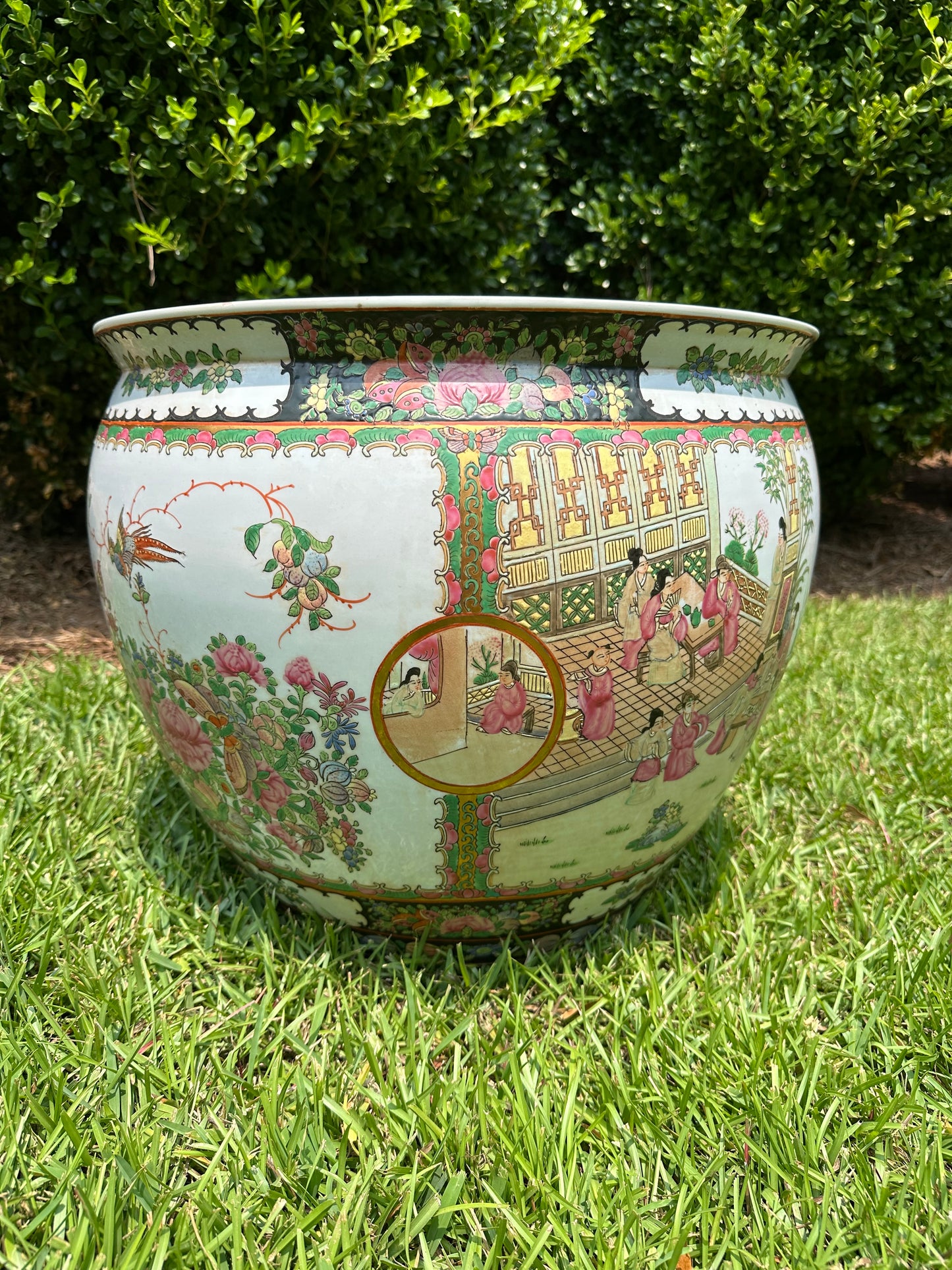 Giant Rose Medallion Fish Bowl Planter