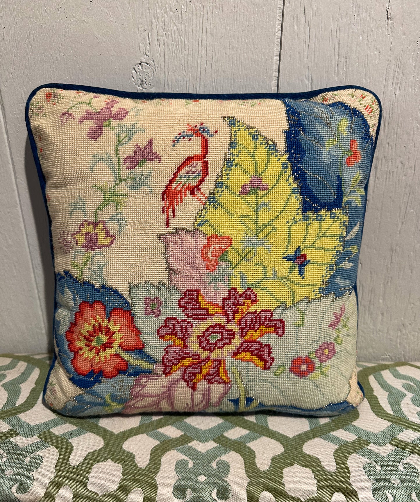 Tobacco Leaf Needlepoint Pillow