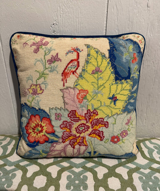 Tobacco Leaf Needlepoint Pillow
