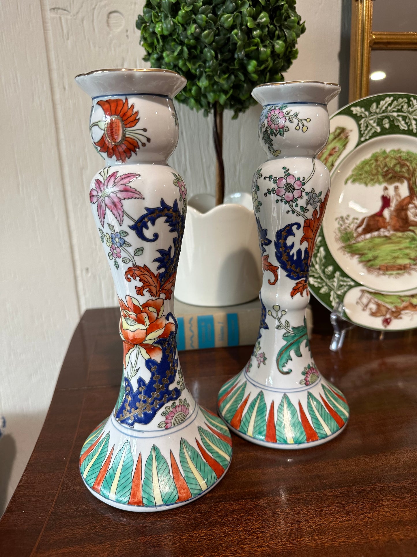 Tobacco Leaf Candlesticks