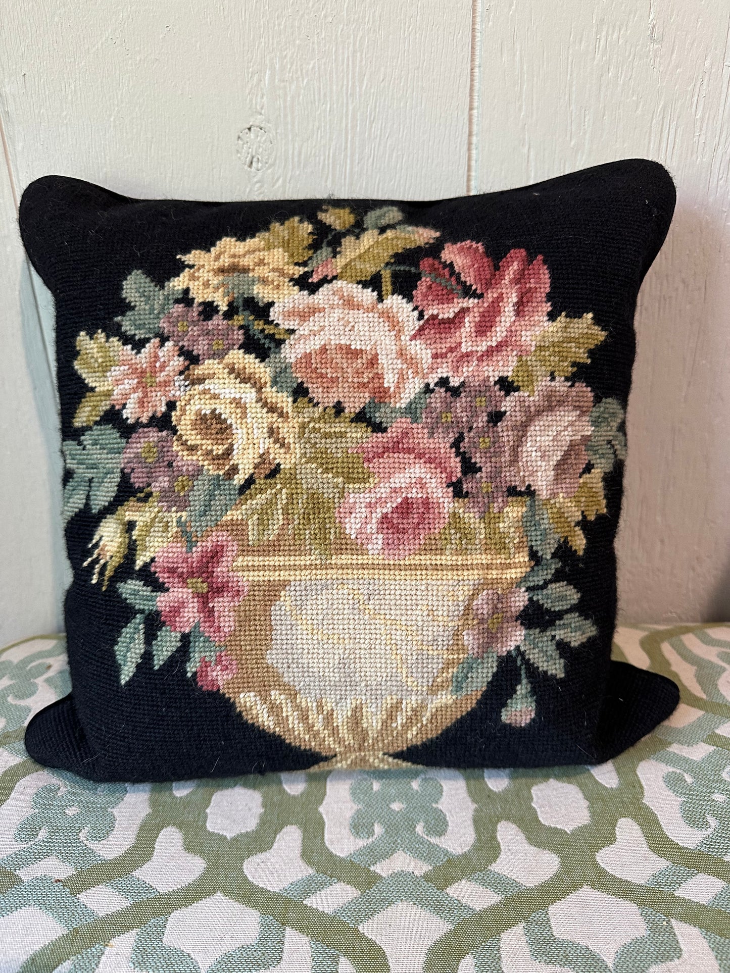 Needlepoint Floral Pillow