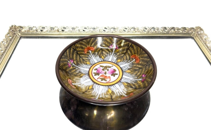 Golden Brown Brass-Encased Bok Choy Bowl