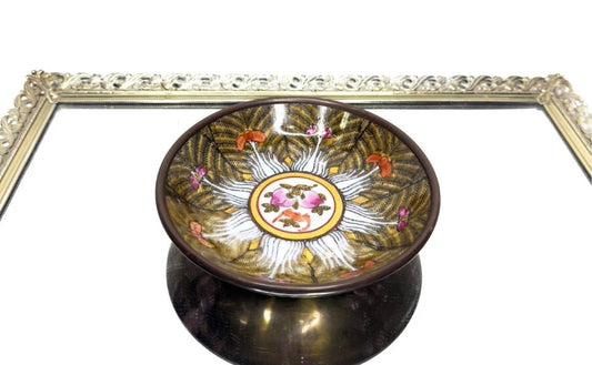 Golden Brown Brass-Encased Bok Choy Bowl