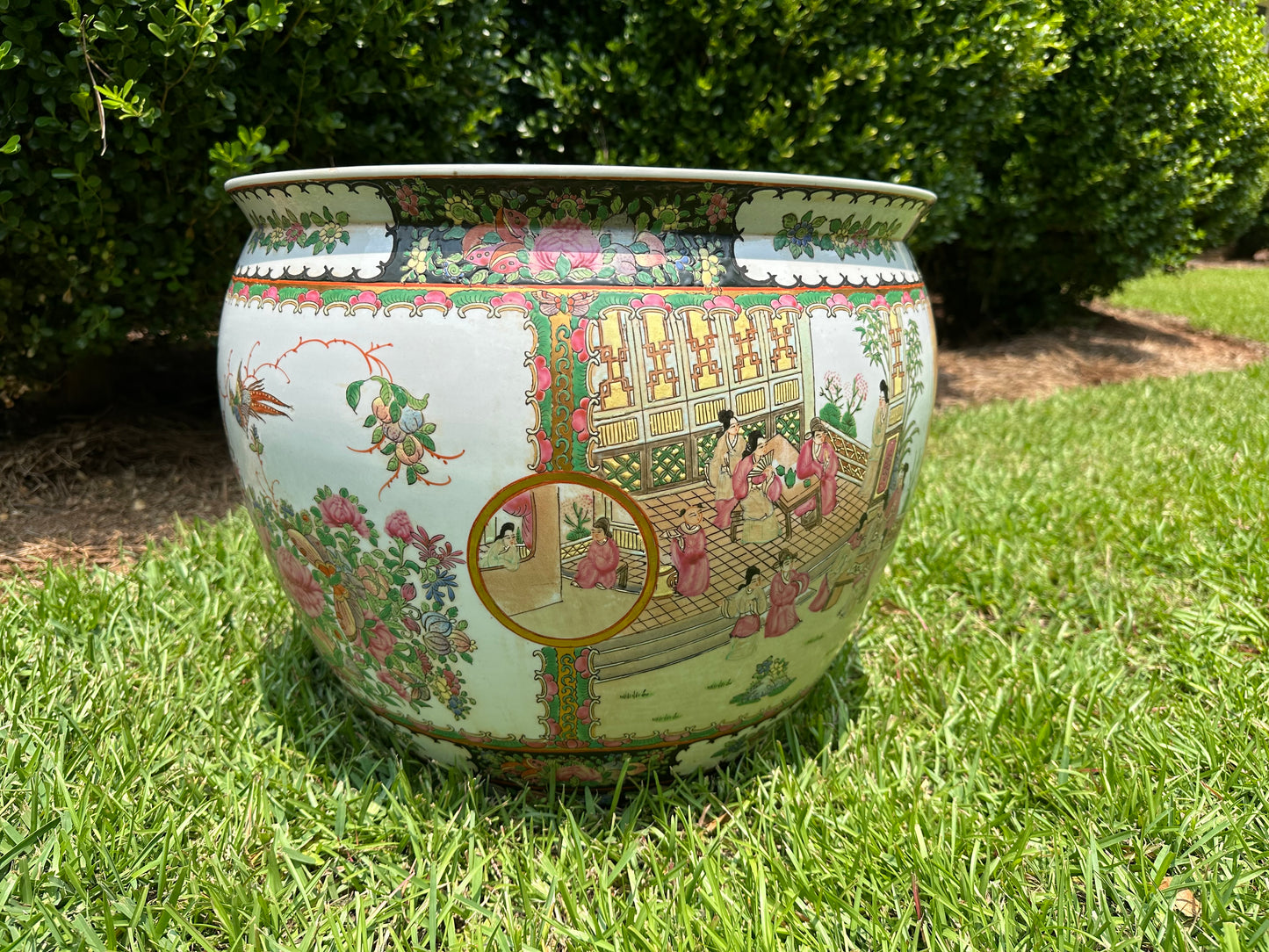 Giant Rose Medallion Fish Bowl Planter