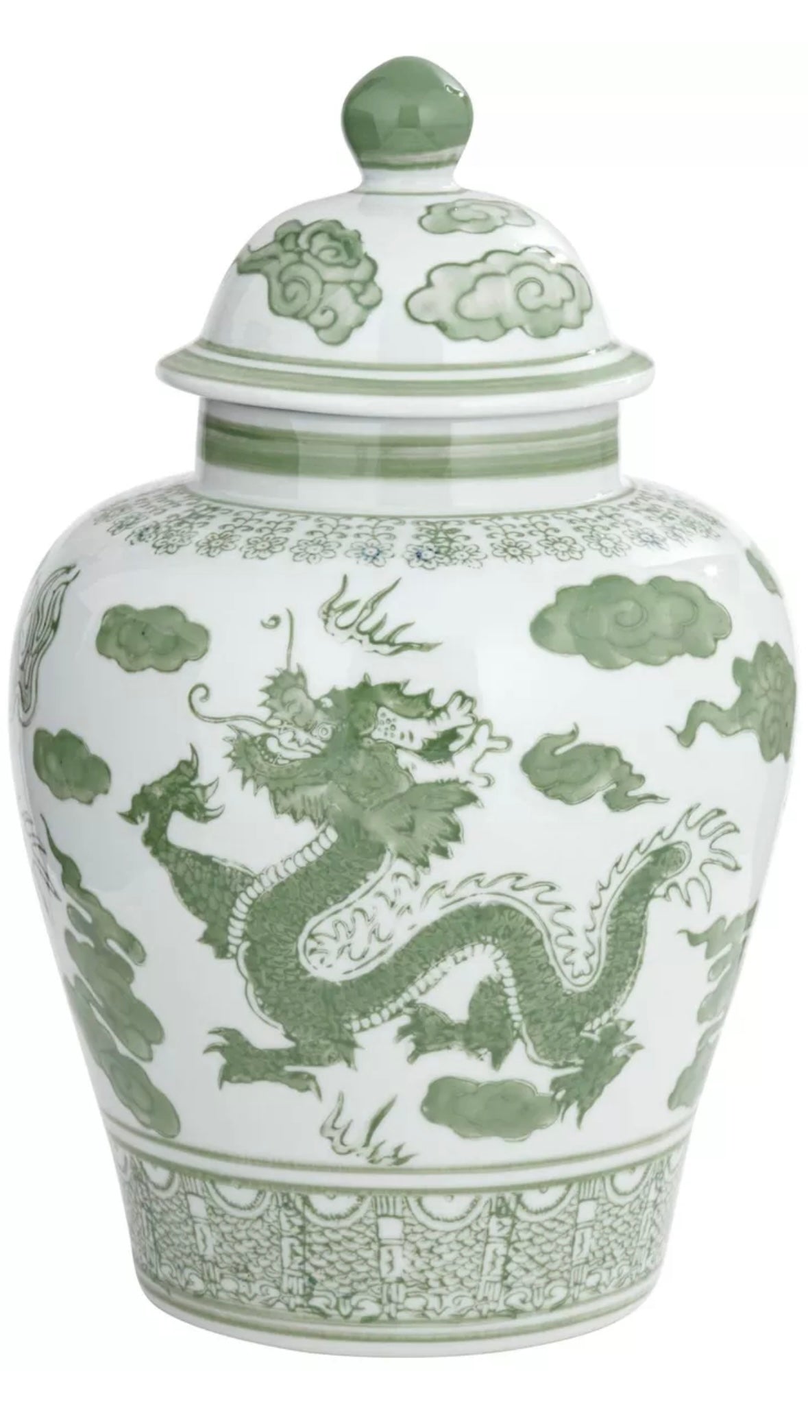 Green & White Ginger Jar