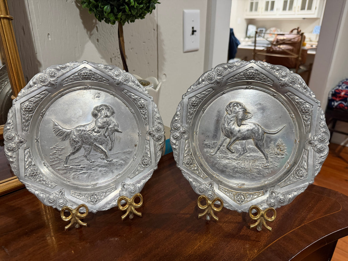 Pewter Hunting Dog Dishes