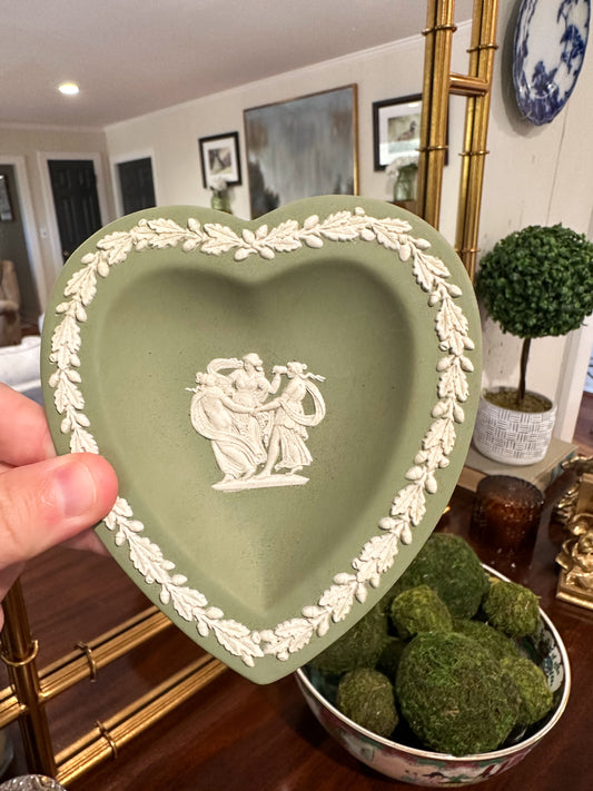 Green Wedgwood Heart Shaped Trinket Dish