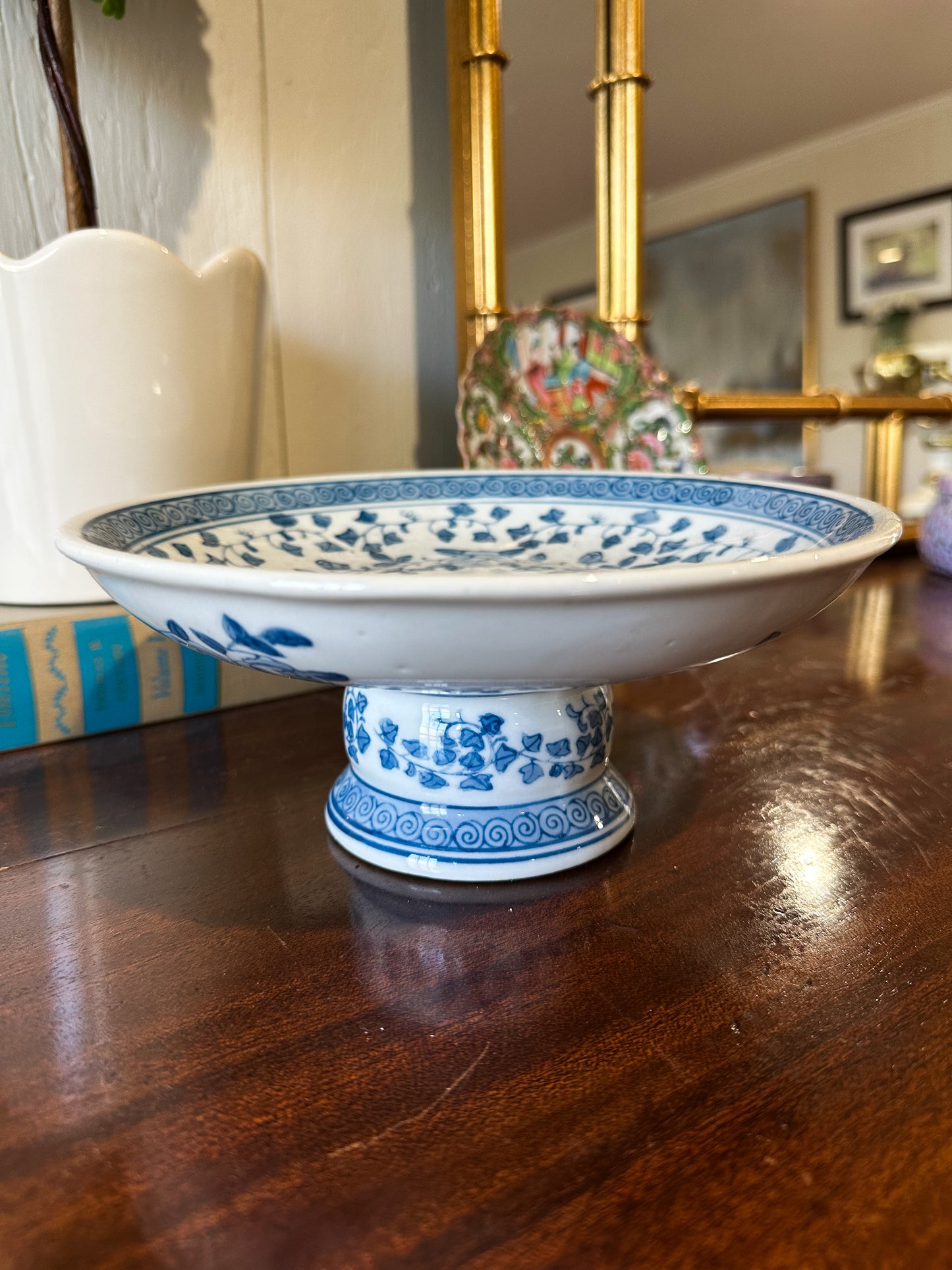 Blue & White Pedestal Dish