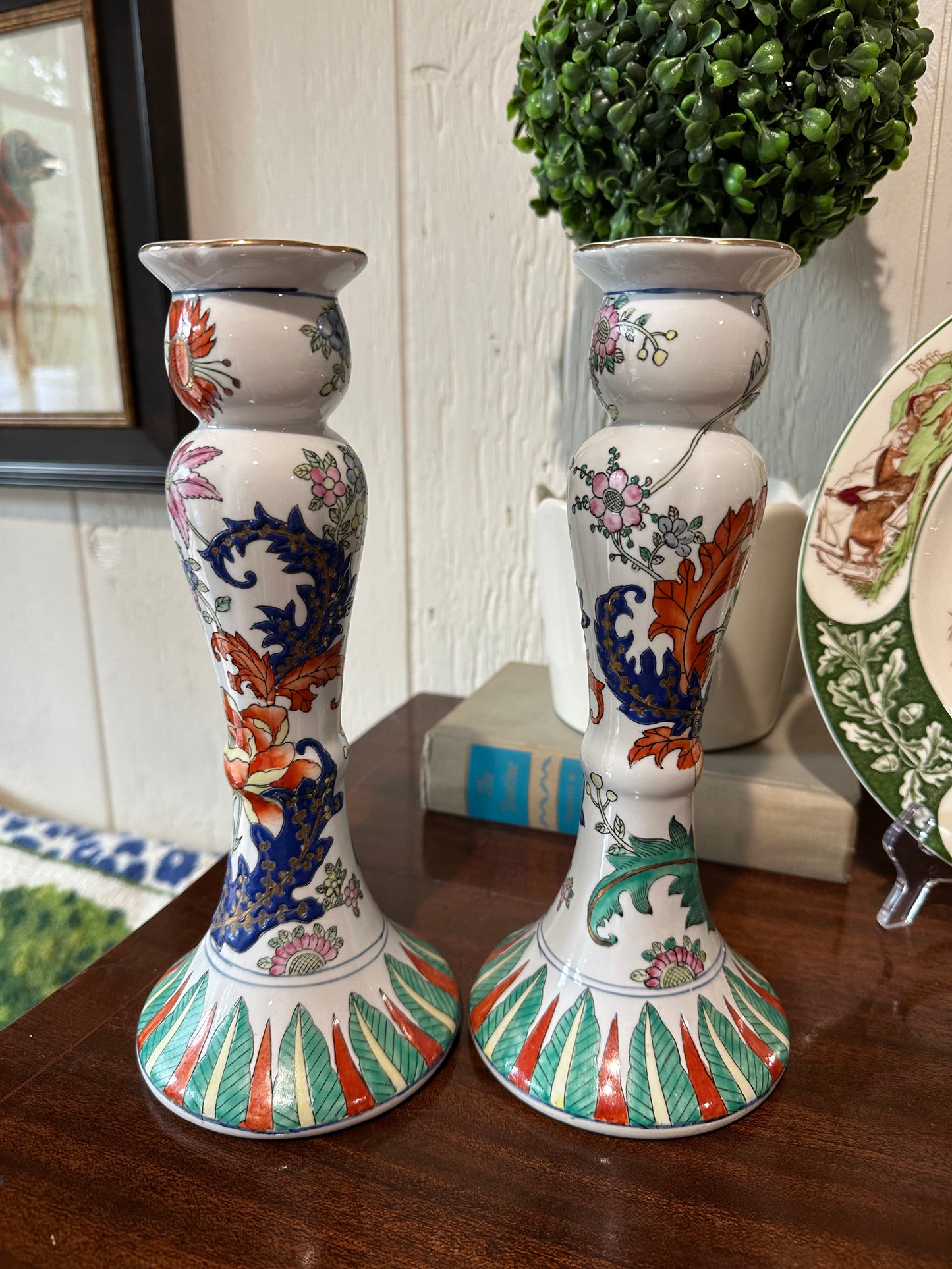 Tobacco Leaf Candlesticks