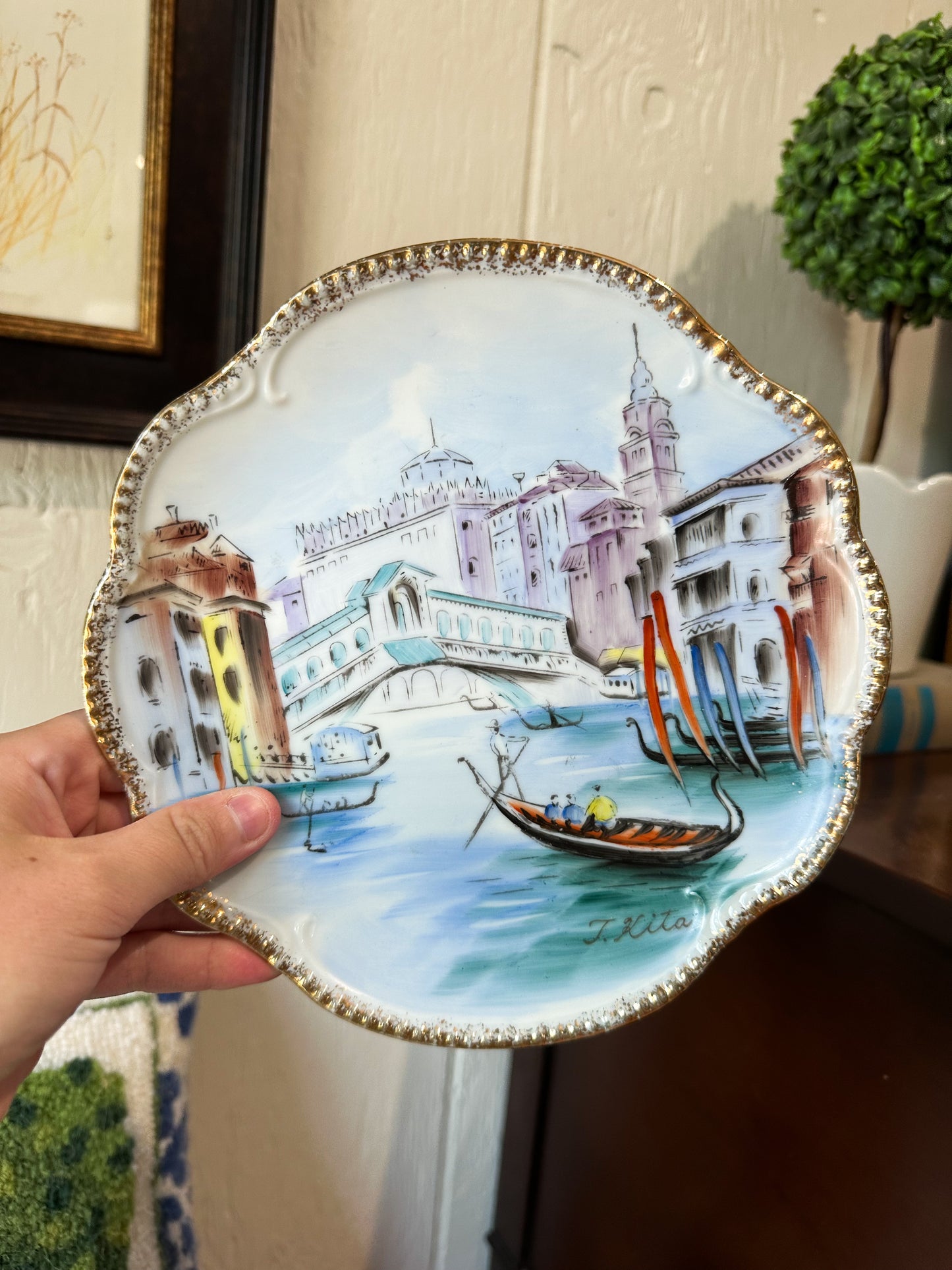 Pair of Lipper & Mann European Scene Plates