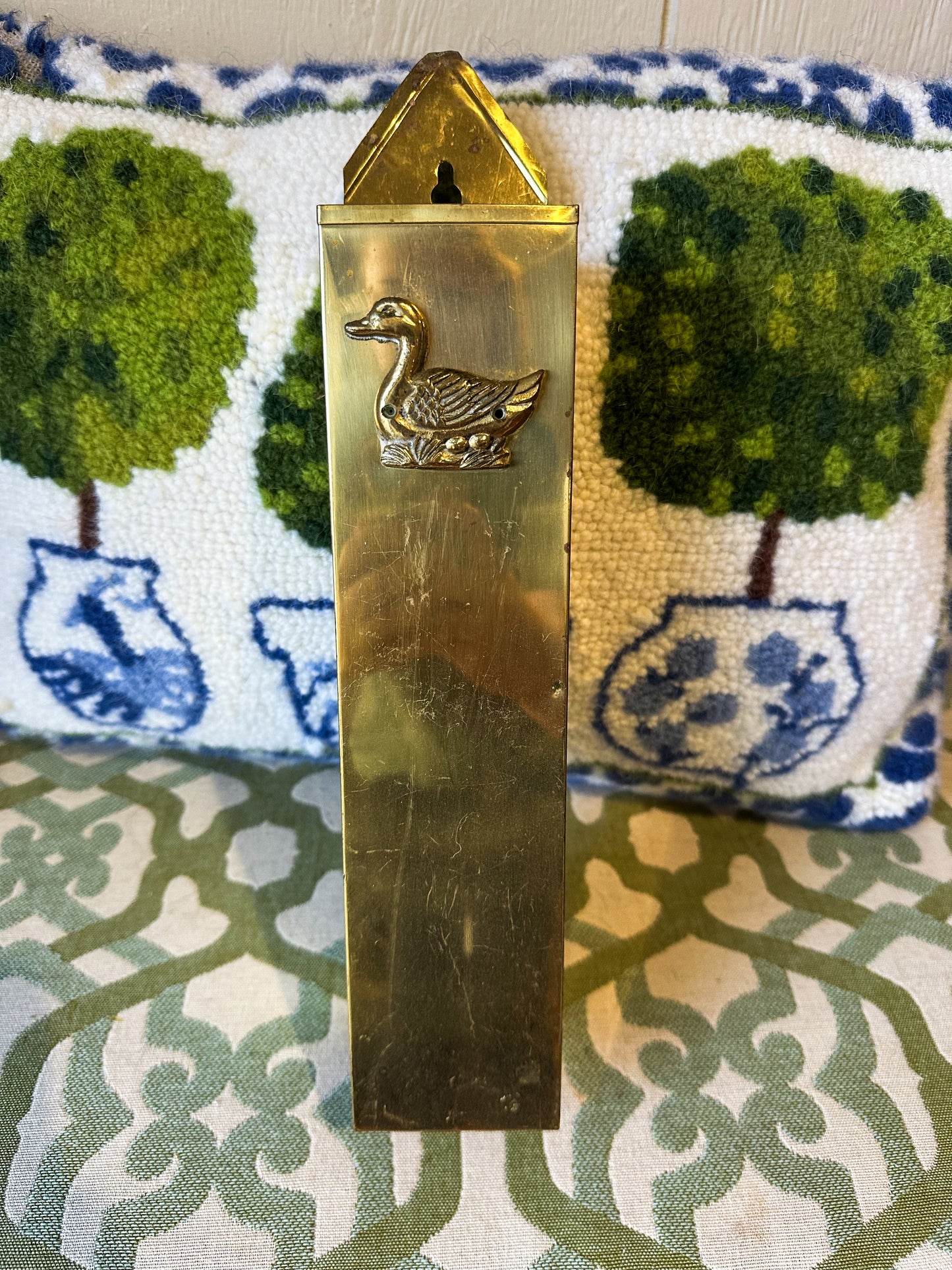 Brass Duck Fireplace Match Holder