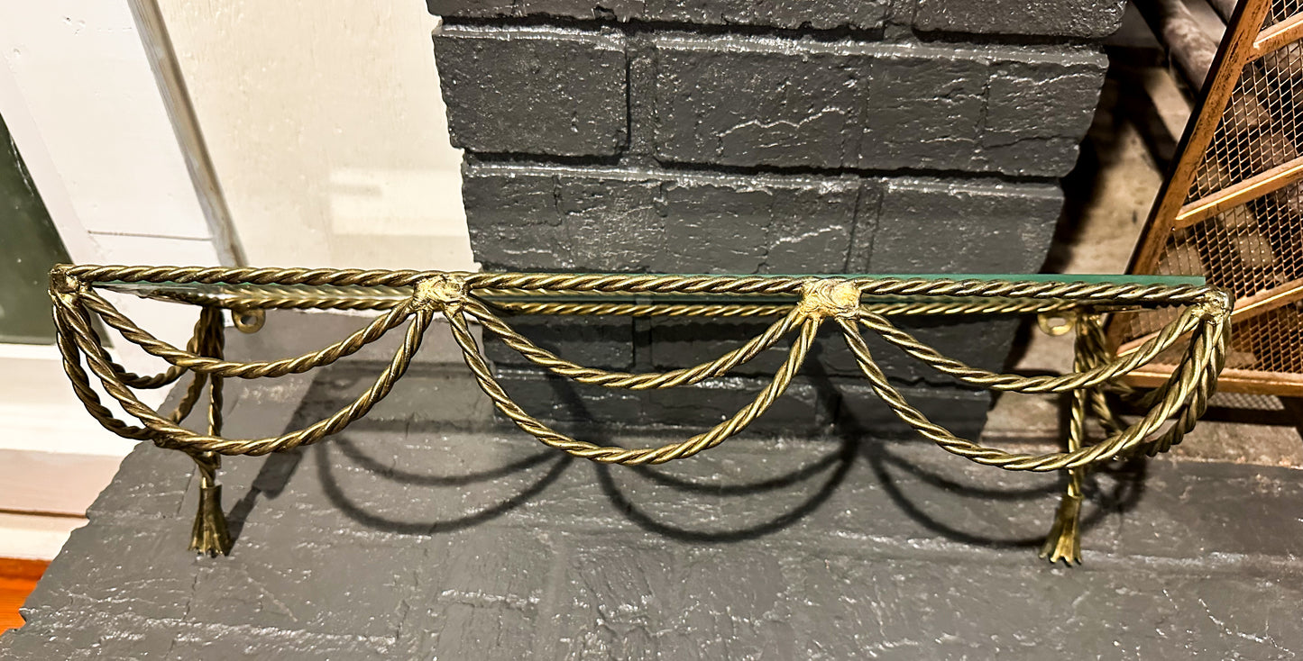 Gold Tassel Glass Wall Shelf