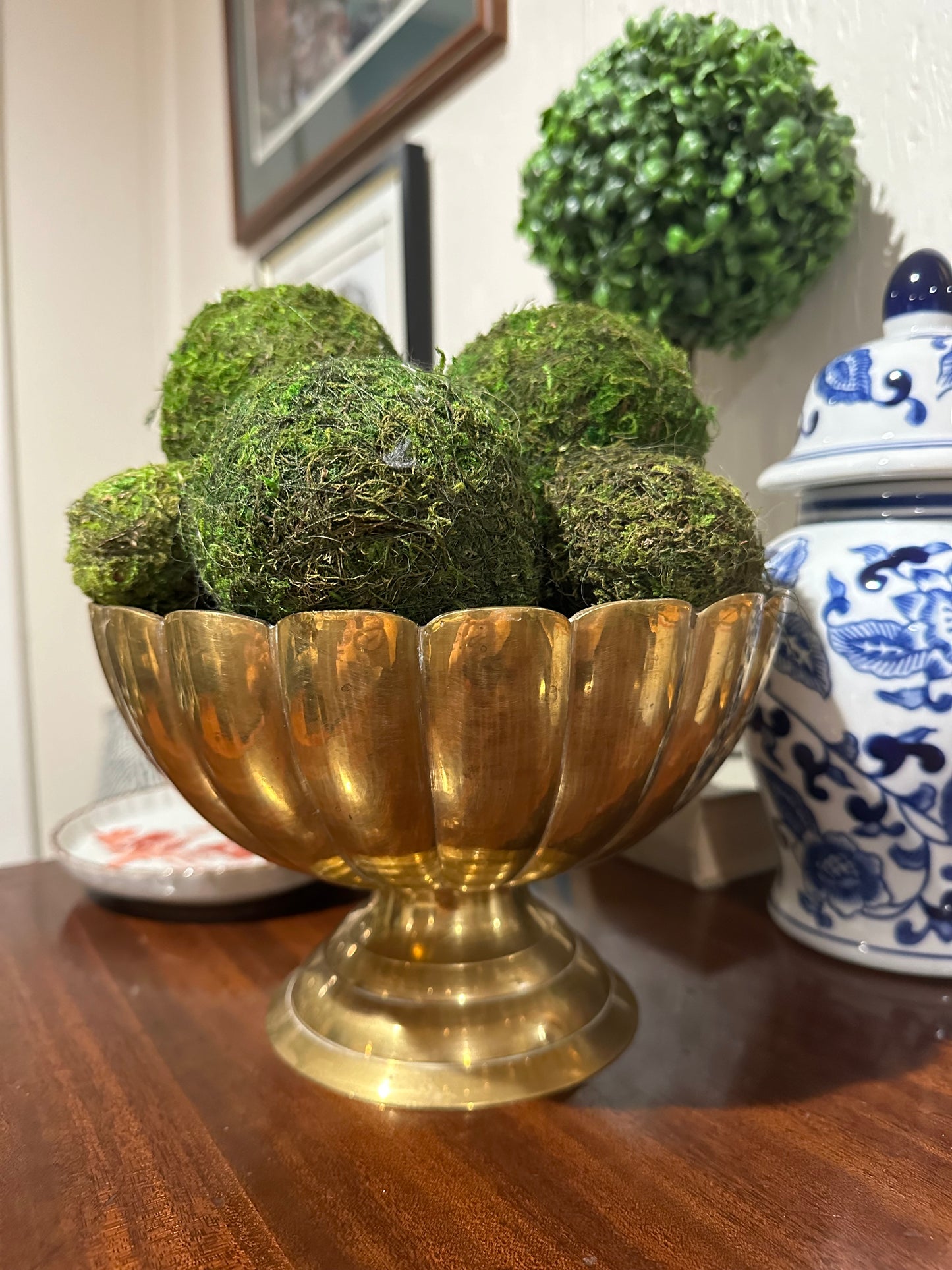 Scalloped Brass Pedestal Bowl
