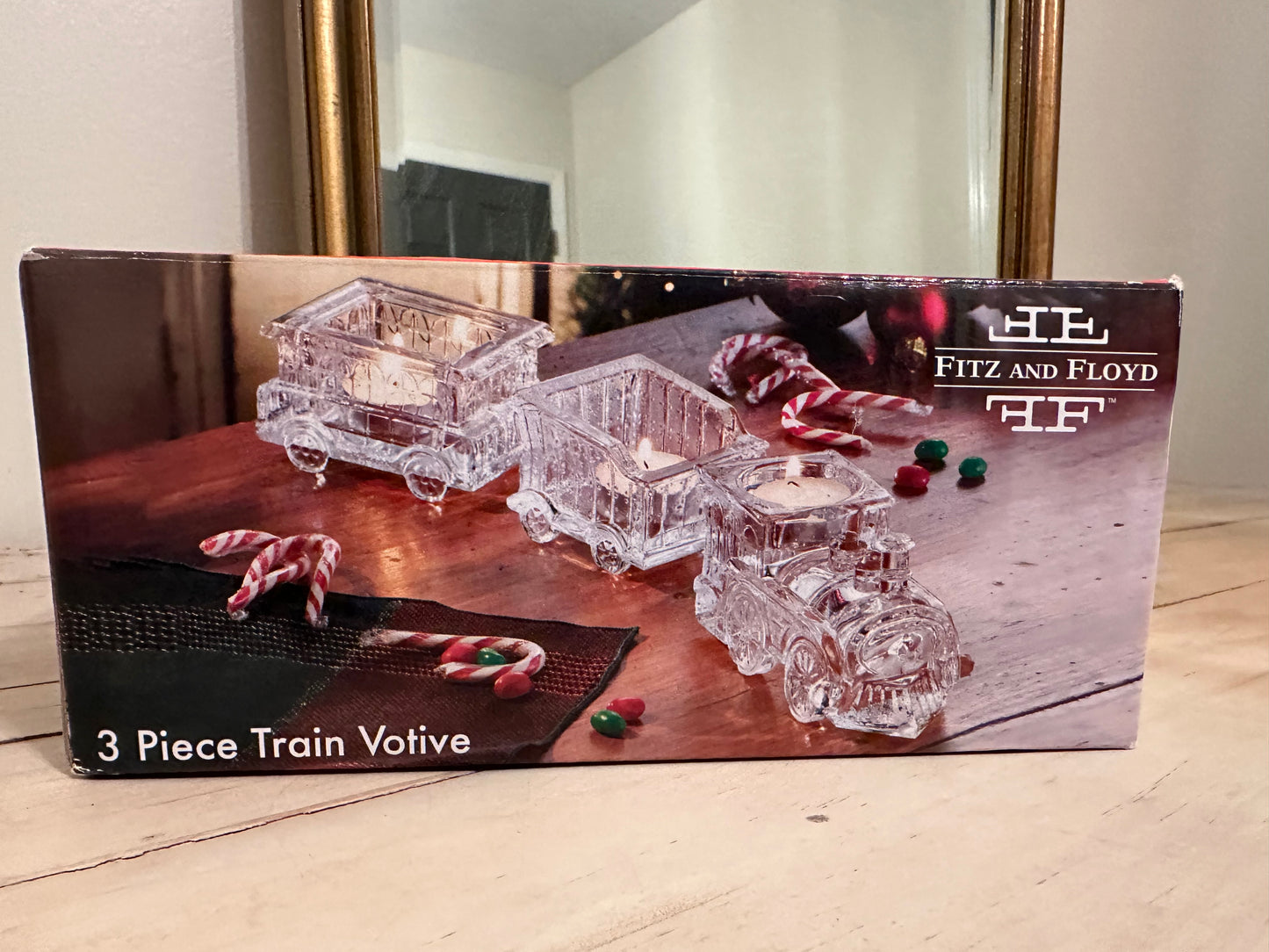 Fitz & Floyd Glass Tealight Train