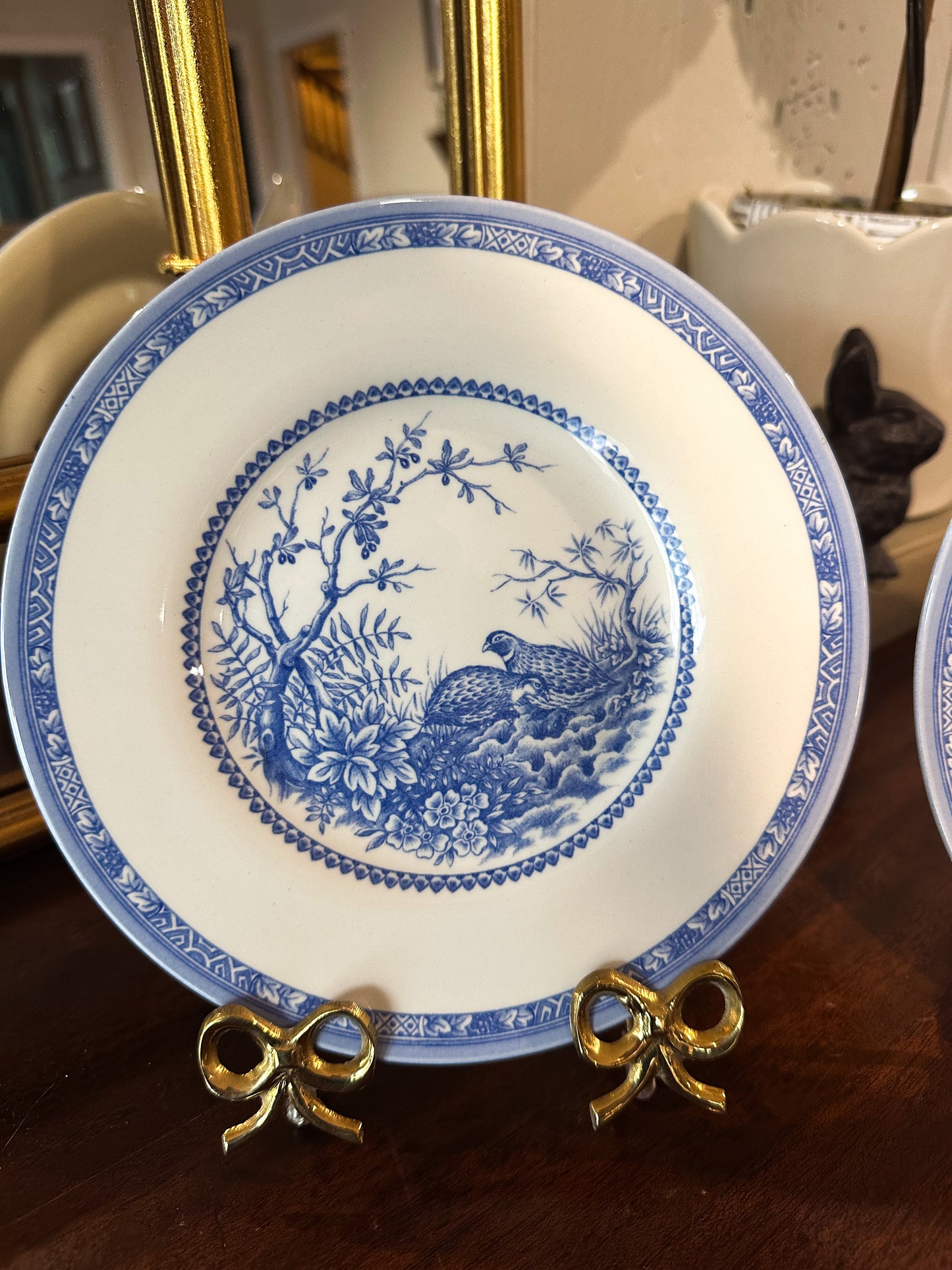 Small Blue & White Quail Plate