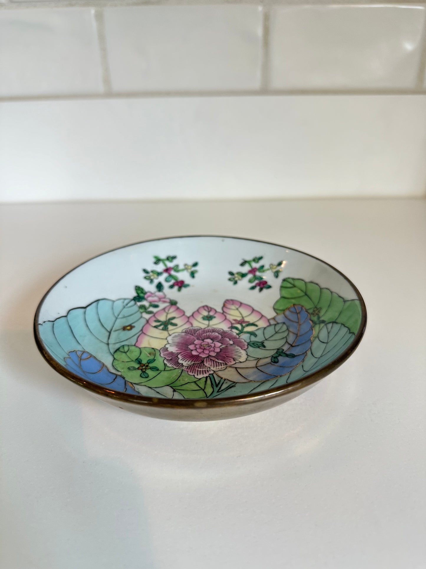 Brass-Encased Tobacco Leaf Bowl