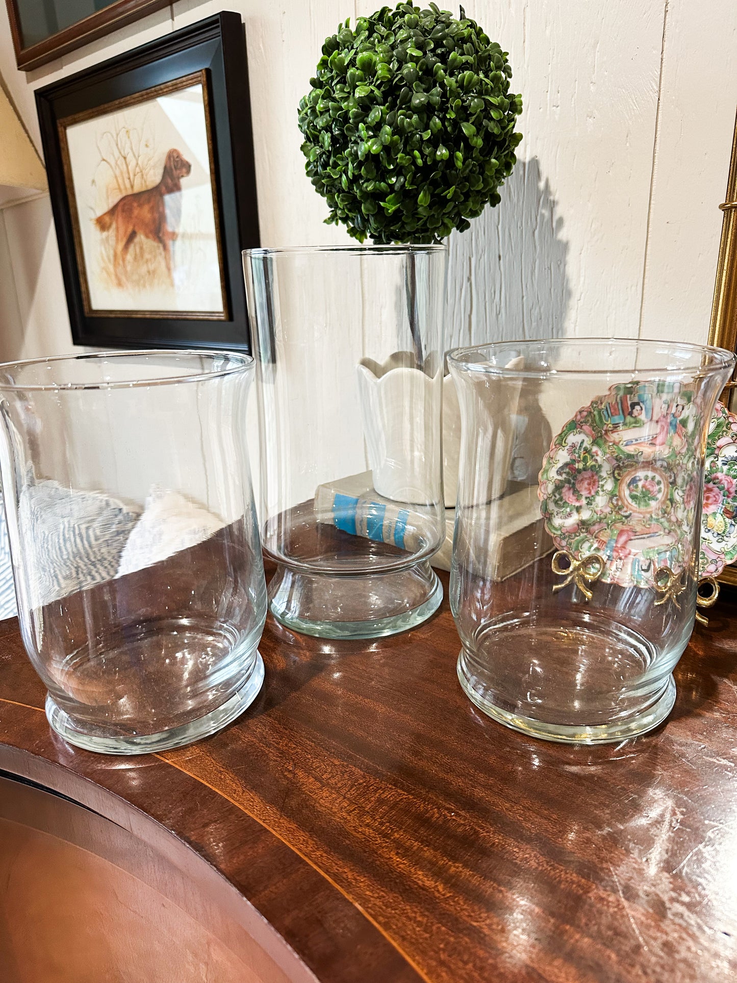 Footed Hurricane Vases Set of 3
