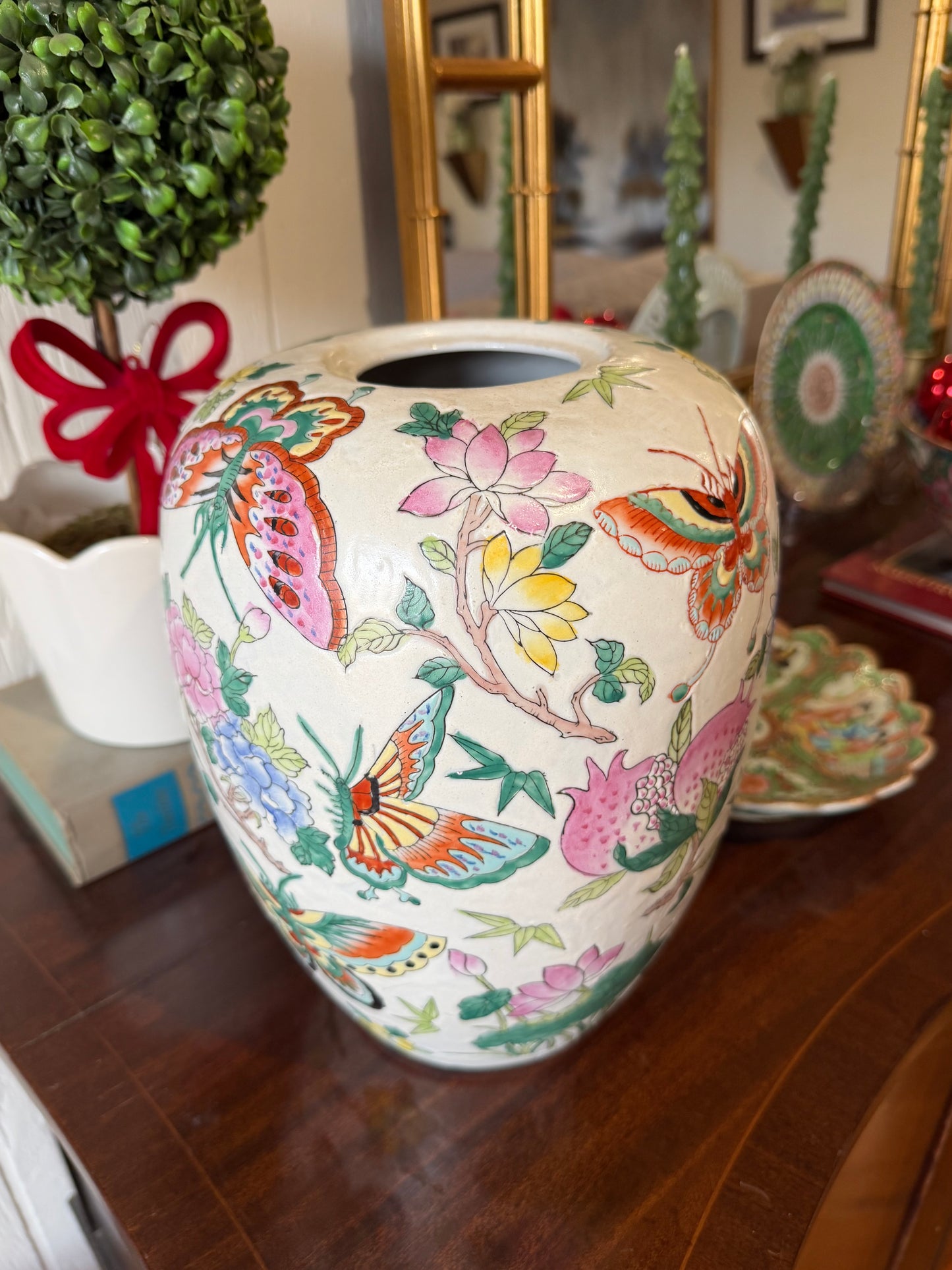 Butterfly Chinoiserie Vase