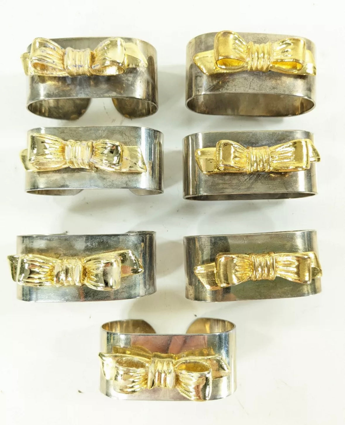 Silver & Gold Bow Napkin Rings
