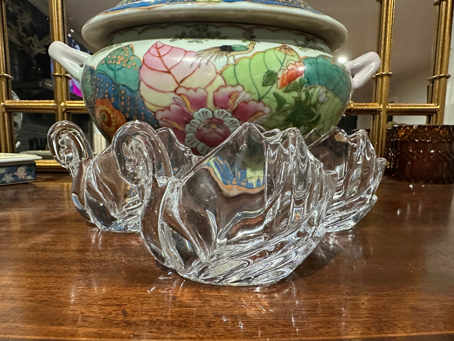 Crystal Swan Tea Light/Match Holder