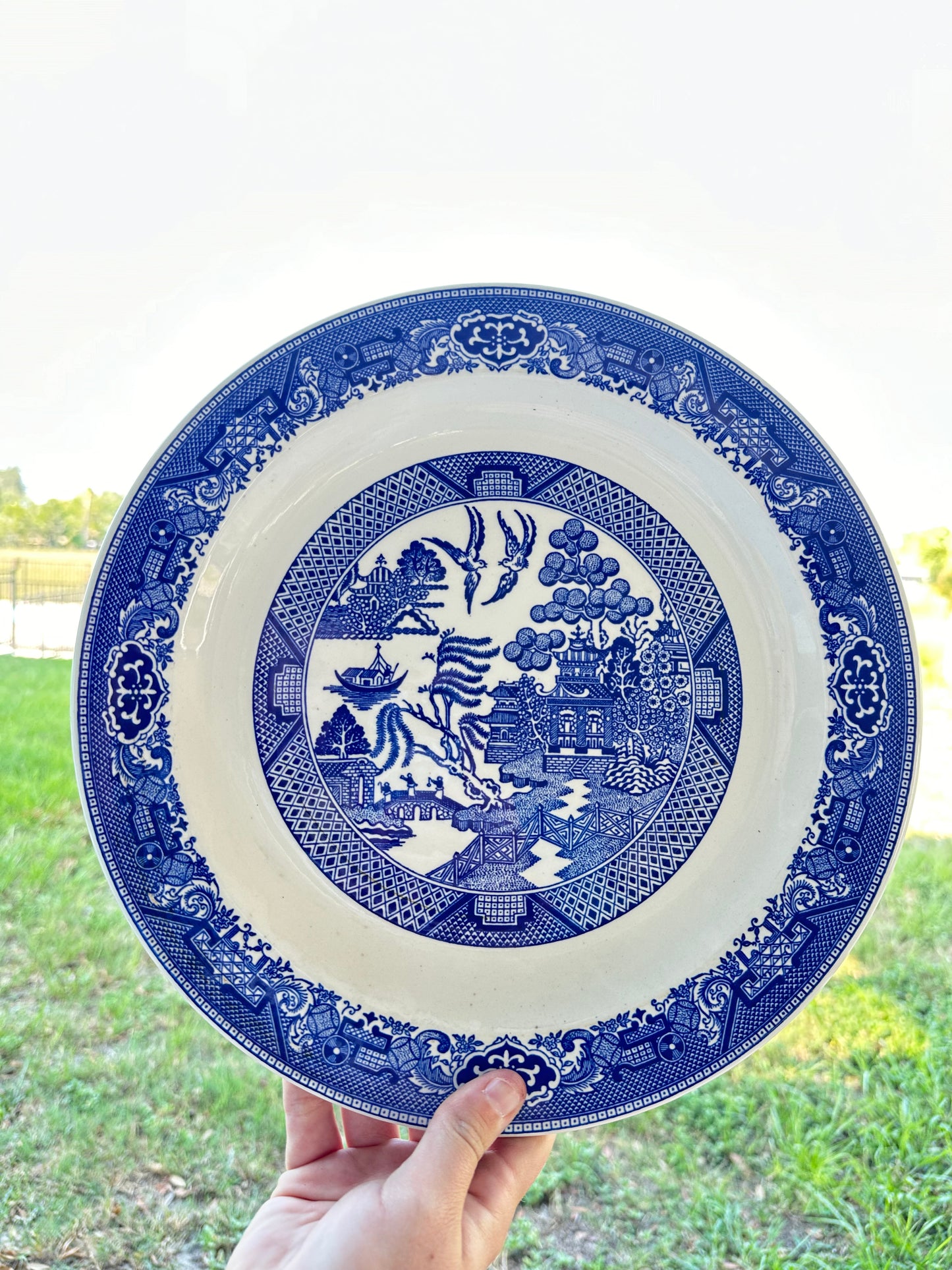 Large Blue Willow Cake Plate